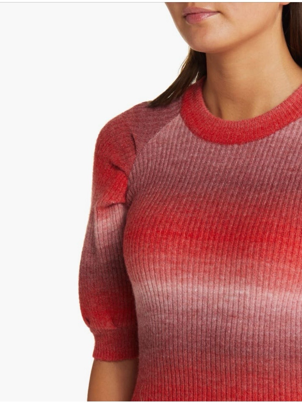 Adelyn Rae Ombre Red & Pink Ribbed Sweater Dress With Puff Sleeves-Like New — image 8 of 8